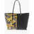 Versace Jeans Couture Baroque Printed Faux Leather Rock Cut Tote Bag Black
