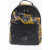 Versace Jeans Couture Baroque Patterned Fabric Backpack Black
