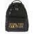 Versace Jeans Couture Solid Color Backpack With Embossed Iconic Logo Black