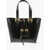 Versace Jeans Couture Crocodile Effect Faux Leather Tote Bag With Ma Black
