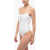 Karl Lagerfeld Solid Color One Piece Swimsuit With Printed Contrasting Logo White