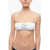 Karl Lagerfeld Solid Color Bandeau Bikini Top With Printed Contrasting Logo White