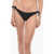 Karl Lagerfeld Solid Color Bikini Bottom With Silver Logo And Knotted Laces Black