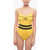 Karl Lagerfeld Two-Tone One Piece Swimsuit With Printed Logo Yellow