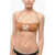 Karl Lagerfeld Solid Color Bandeau Bikini Top With Printed Contrasting Logo Brown