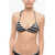 Karl Lagerfeld Awning Striped Two-Tone Triangle Bikini Top White