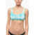 Karl Lagerfeld Tie Dye Effect Plunge Bkini Top With Cut Out Details On The Light Blue