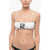 Karl Lagerfeld Solid Color Bandeau Bikini Top With Printed Contrasting Logo White