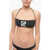 Karl Lagerfeld Solid Color Bandeau Bikini Top With Printed Contrasting Logo Black