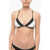 Karl Lagerfeld Two-Tone Triangle Bikini Top Crossed On The Back Black & White