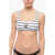 Karl Lagerfeld Awning Striped Two-Tone Plunge Bikini Top Black & White