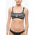 Karl Lagerfeld Awning Striped Two-Tone Plunge Bikini Top White