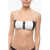 Karl Lagerfeld Two Tone Sport Bandeau Bikini Top With Zip Closure Black & White