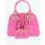 Versace Jeans Couture Crocodile Effect Faux Leather Handbag With Dou Pink