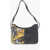 Versace Jeans Couture Baroque Motif Shoulder Bag With Embossed Logo Black