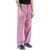 Stone Island Garment-Dyed Cotton Utility Pants With Wide Leg MAGENTA