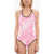 Zadig & Voltaire Tie Dye Effect One-Piece Swimsuit With Contrasting Trim Pink