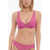 Armani Emporio Solid Color Lace Bra With Golden Logo Pink