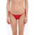 DSQUARED2 Icon Solid Color Tie-Side Bikini Bottom With Printed Logo Red