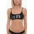 DSQUARED2 Icon Stretch Cotton Sport Bra With Printed Contrasting Logo Black