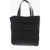 Marni Solid Color Leather And Fabric Tote Bag Black