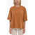 forte_forte Solid Color Crew-Neck T-Shirt With Embroidery Brown