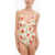 Ganni Floral Patterned Tie-Side One-Piece Swimsuit Beige