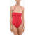 forte_forte Stretch Fabric Bandeau One Piece Swimsuit Red