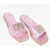Moschino Love Laminated Leather Sandals With Rhinestone Logo Detail A Pink