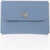 IL BISONTE Solid Color Leather Titano Card Holder With Silver-Tone Butt Blue