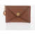 IL BISONTE Solid Color Leather Titania Card Holder With Golden Button Brown
