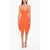 DSQUARED2 Ruffled Flared Viscose Dress With Wide Back Neckline Orange