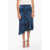 Ganni Floral-Motif Silk Asymmetrical Cut Skirt Blue