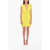 DSQUARED2 Ruffled Short-Sleeves V-Neck Neon Dress Yellow