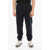 Woolrich Solid Color Fleeced Cotton Joggers With Front Buttoning Blue