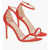 Stuart Weitzman Disney Suede Leather Sandals With Rhinestones Heel 10 Cm Red