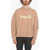 Palm Angels Crew Neck Pxp Palm Brushed Cotton Sweatshirt Beige