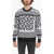 Versace Wool-Blend Jacquard Crewneck Sweater Black & White