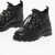 Woolrich Leather Combat Boots With Side Zip Black