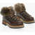 Woolrich Leather Hiking Boots With Real Fur Detail Brown