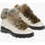 Woolrich Textured Leather High-Top Sneakers With Real Fur Details Beige