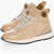 Woolrich Leather Jogger High-Top Sneakers With Contrast Laces Beige