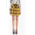 Alessandra Rich Silk Miniskirt With Tartan Pattern Yellow