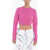 AMIRI Ribbed Cashmere Blend Cropped Fit Sweater Pink