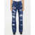 Dolce & Gabbana Distressed Jeans With Leo Print LIGHT BLUE