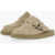 Suicoke Padded Suede Leather Sabot Beige