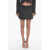 Versace Wool Pleated Miniskirt With Logoed Pattern Black