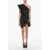 Bottega Veneta Satin Ruffled Dress With One-Shoulder Black