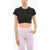 Champion Ribbed Crew-Neck Cropped T-Shirt With Front Buttoning Black