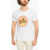 GREG LAUREN Front Printed Crew-Neck Big Sun T-Shirt White
